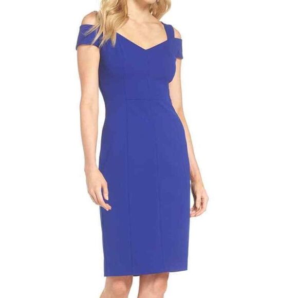 Eliza J Dress Women’s 4P Royal Blue Open Cold Shoulder Cocktail - Picture 1 of 6